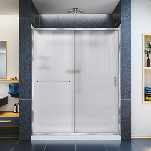 DreamLine Infinity-Z 32 in. D x 60 in. W x 76 3/4 in. H Frosted Sliding Shower Door in Chrome, Center Drain Base and Backwalls, DL-6117C-01FR #1