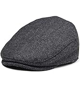 JANGOUL Men Ivy Cap Cotton Twill Newsboy Flat Hat (Black, 7 1/8