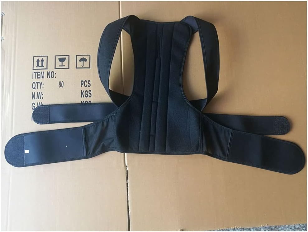 Posture Corrector with Back Support Adjustable Upper Lower Back Brace for Women Men Kyphosis Humpback Straightener for Neck Spine Shoulder Pain Relief (Color : Black Size : XXL) (Black Med (Black X