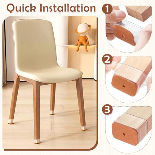 Image of 16 Pcs Silicone Chair Leg Protectors with Felt Bottom, Non-Slip Floor Protectors for Square Legs (1.02-1.5 Inch), Furniture Pads for Hardwood Floors, Dining Chairs, Bar Stools, Office Chairs