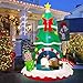 Joliyoou Christmas Inflatable Decoration, 7.2FT H Air-Blown Lighted Christmas Tree Sleeping Inside A Deer, Jumbo Blow Up Xmas Tree Adorned with Red Bow Gift Boxes for Outdoor Indoor Decor