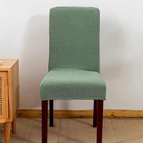 Daesar Chair Cover Living Room, Stretch Dining Chair Slipcovers 6 Piece Removable Washable Dining Chair Cover Christmas Solid Color T Shape Pattern Polyester Chair Covers Light Green #TOP1