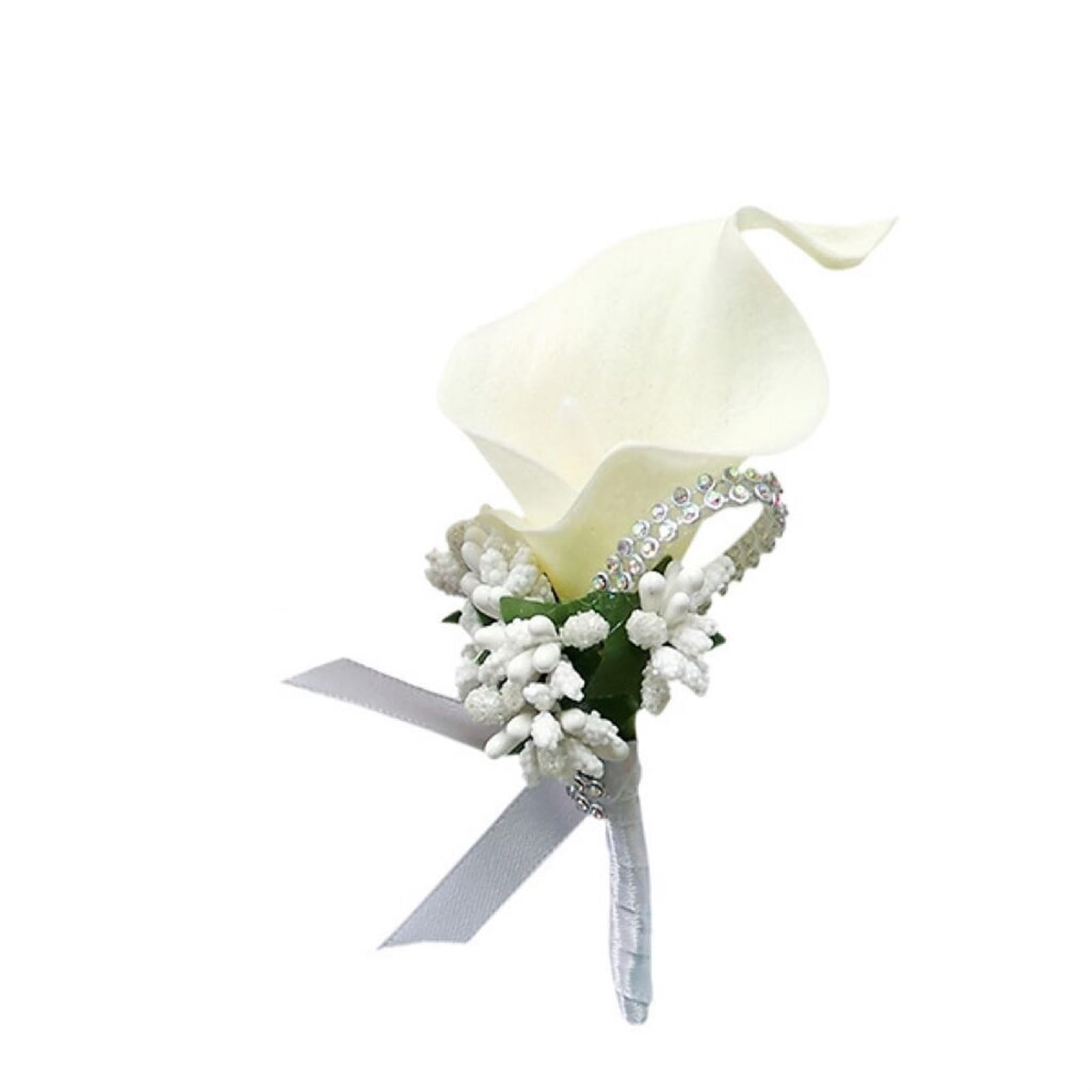 NDLHXKFRP Wedding bouquets for brides and bridesmaids, Wedding Bouquet Waterfall Artificial Flowers White Pearl Bride(Corsage 6x12cm)