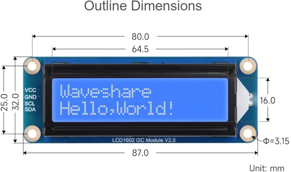 LCD1602 I2C Module connected to a Raspberry Pi