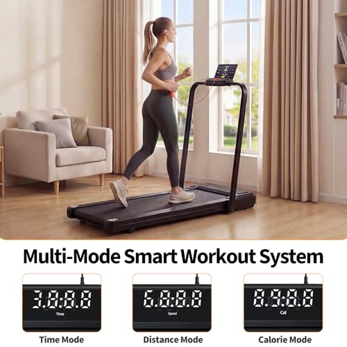 Image of NEWBULIG Under Desk Walking Pad Treadmill, Portable Compact Electric Treadmill with Remote Control, Quiet Fitness Equipment & LED Display for Home & Office, Black&Sliver