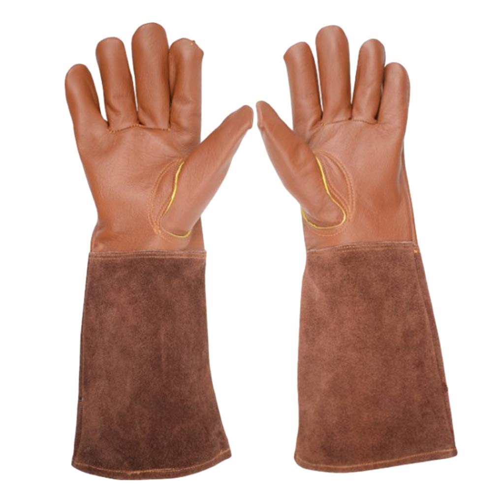 Guantes de Trabajo, un par de Cuero Trabajo Estirable muñeca Dura Masa de Vaca funcionando - marrón, m (Color : Brown, Size : S)