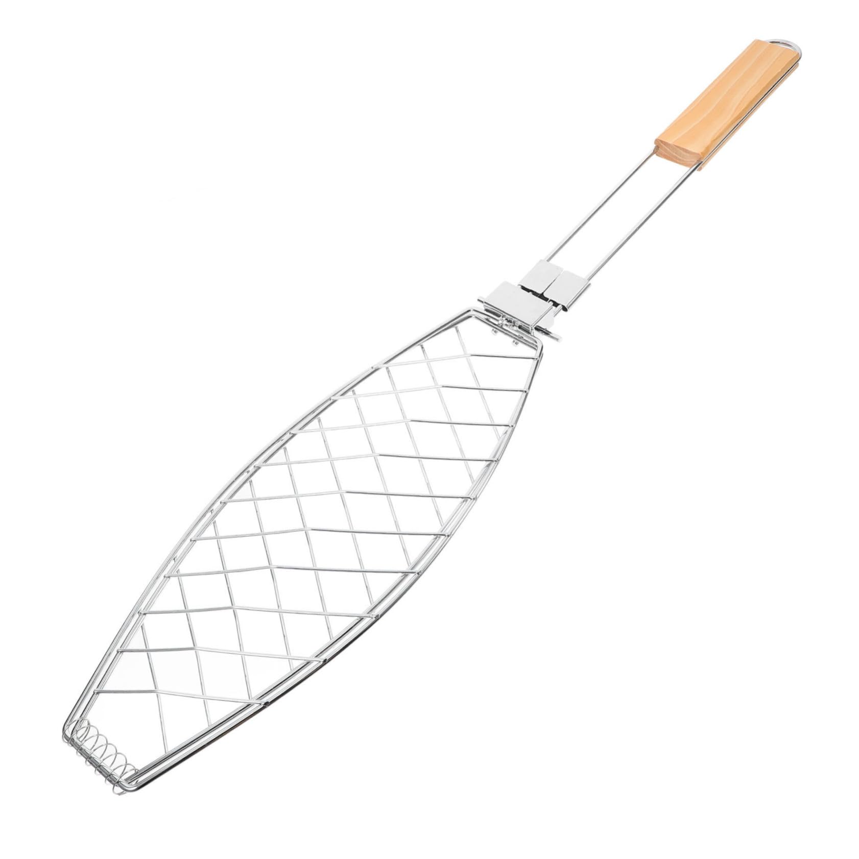Cabilock 4 Piezas Clips de pescado a la parrilla Barbacoa portátil Utensilios de barbacoa picnic cesta de la parrilla estante de malla para asar carne de res Acero inoxidable Silver