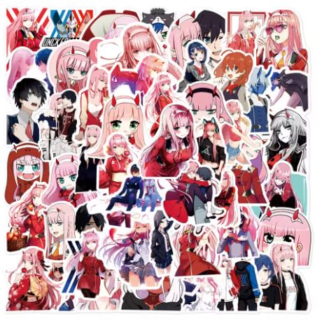 50PCS Darling in the FRANXX Anime Sticker Pack – Zero Two Chibi & Cute Manga Style Decals