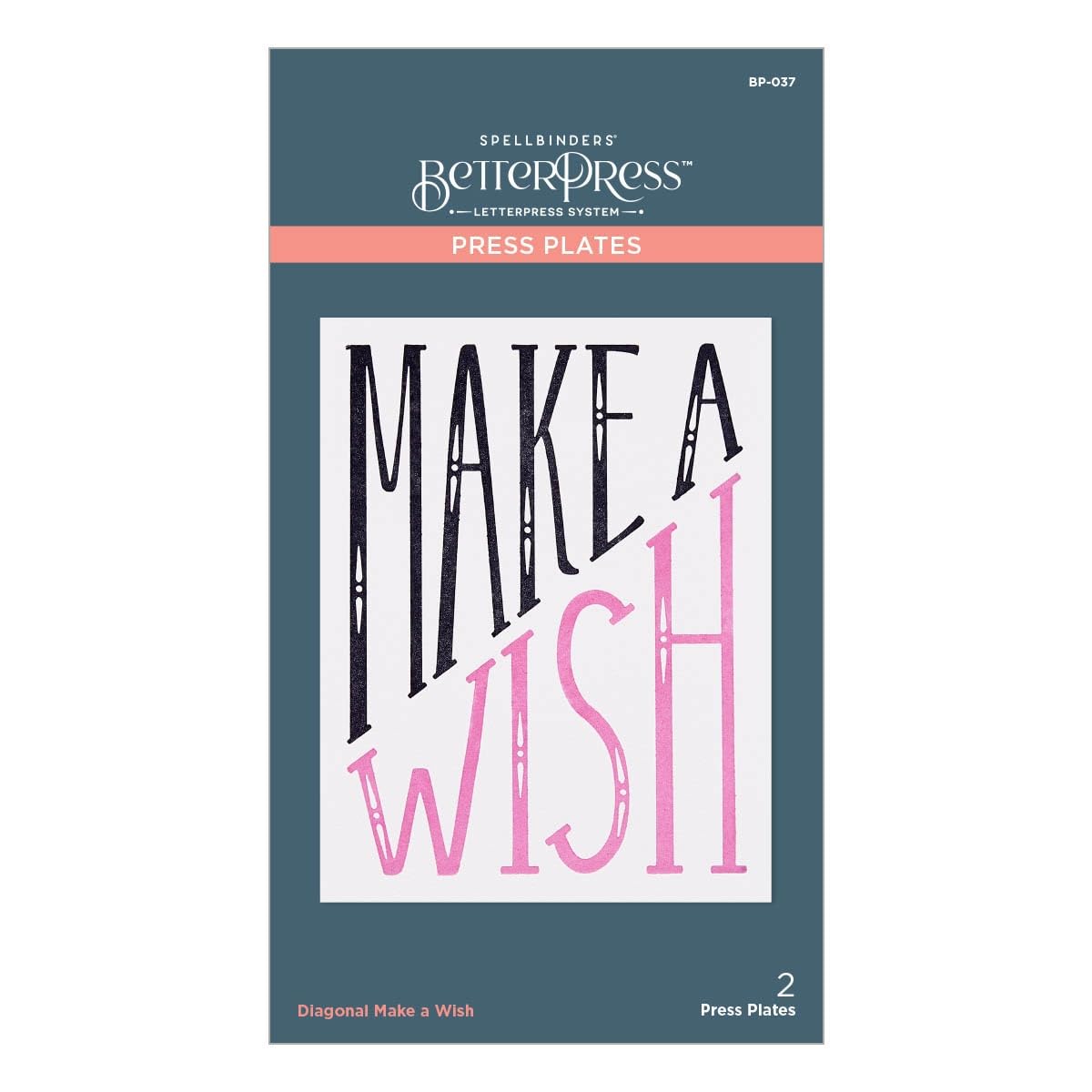 Spellbinders Diagonal Make a Wish plaque Betterpress en métal pour papeterie de luxe