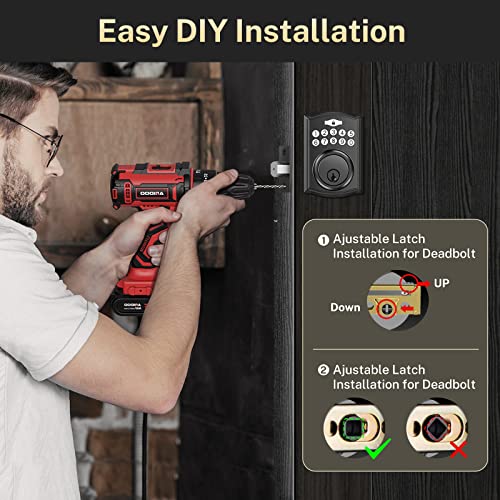 Electronic Keypad Deadbolt, Brightify Keyless Entry Door Lock,Keyed Entry,Auto Lock, Door Lock With Handle, Front Door Handle Sets, Anti-Peeking Password (Matted Black) #TOP5