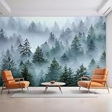 Frisch Dreidimensional Grün Kiefern Wald 3D Tapeten Tapete Luxus Home Esszimmer Fototapete Effekt Wohnzimmer Schlafzimmer Kinderzimmer-350cm×256cm