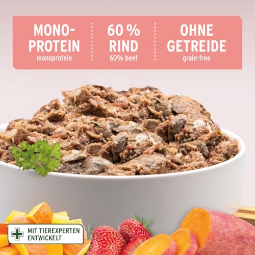AniForte Hundefutter Nass Junior Rind 6 x 400g – Natürliches Nassfutter für Welpen, Junghunde im Wachstum, hoher Fleischanteil, Premium Welpennassfutter getreidefrei