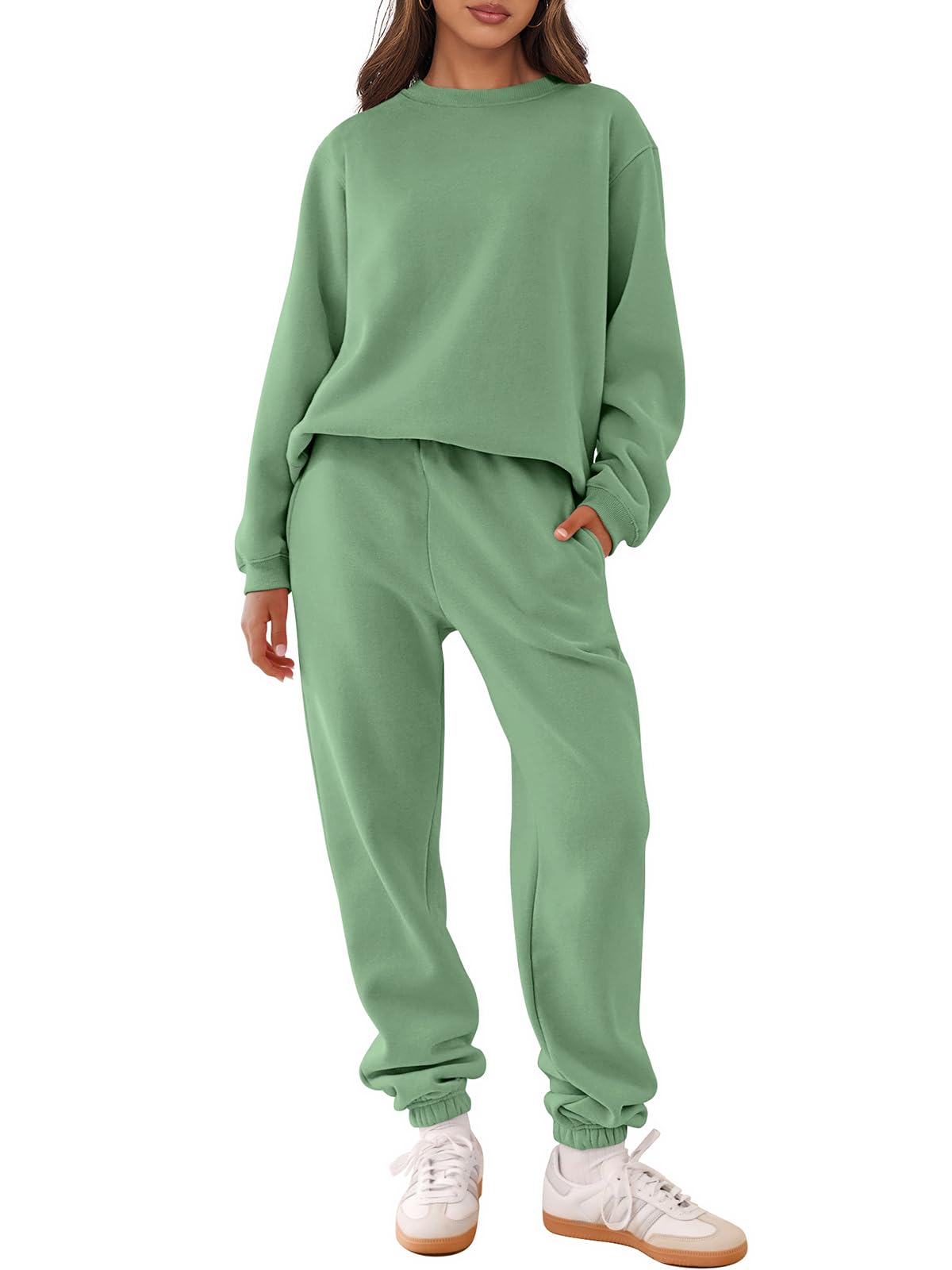 ANRABESS Women's Two Piece Outfits Lounge Set Long Sleeve Crewneck Sweatshirt Jogger Pants Tracksuit Sweatsuit 2024 Fall Sets