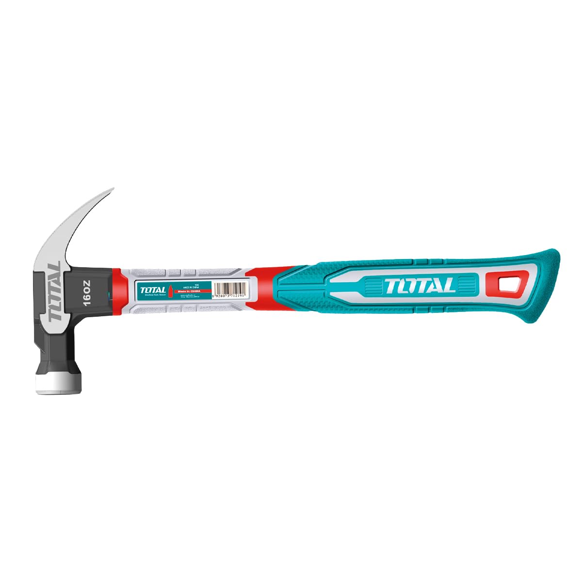 TOTAL - Martillo Carpintero - 450 gr - Adecuado Para la Ebanistería y Carpintería - Con Sacaclavos de Pala Curva - Mango de Fibra Trimaterial - Cabeza de Acero al Carbono Forjado - Función Magnética