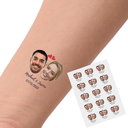 YESCUSTOM Tatuajes temporales personalizados con foto, tatuaje facial personalizado con logotipo para adultos, parejas, mujeres, hombres, tatuajes