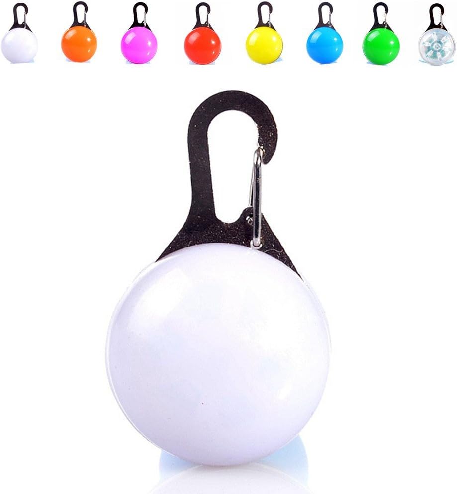 FuzzyGreen White Pet Collar Clip-on LED Go Anywhere Safety Light Ball,Weather Resistant