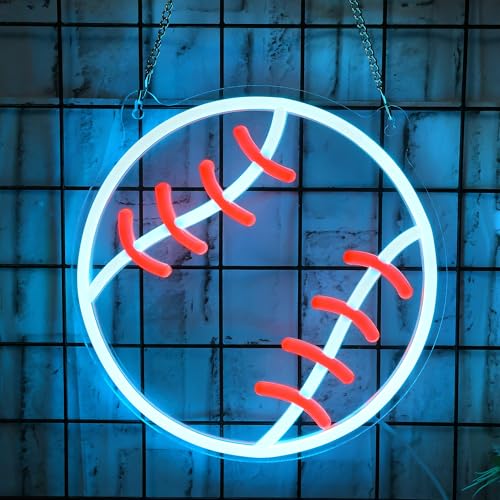 CoolGift Mart Baseball Neon Sign - Dimmable Sport Wall Decor with USB Power, Unique Gifts for Men & Boys 8-12, LED Bedroom Lights for Man Cave College Dorm Baseball Fan Accessories