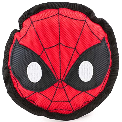 Buckle-Down Dog Toy, Marvel, Ballistic Squeaker Spider-Man Face Red Black White, 8 Inches x 8 Inches