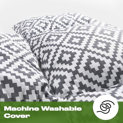 OHS Hanging Basket Chair Cushion, Egg Chair Cushion with Headrest Geometric Soft Thick Padded Rattan Hanging Swing Chair For Garden Indoor/Outdoor Spaces, Grey - Image 2