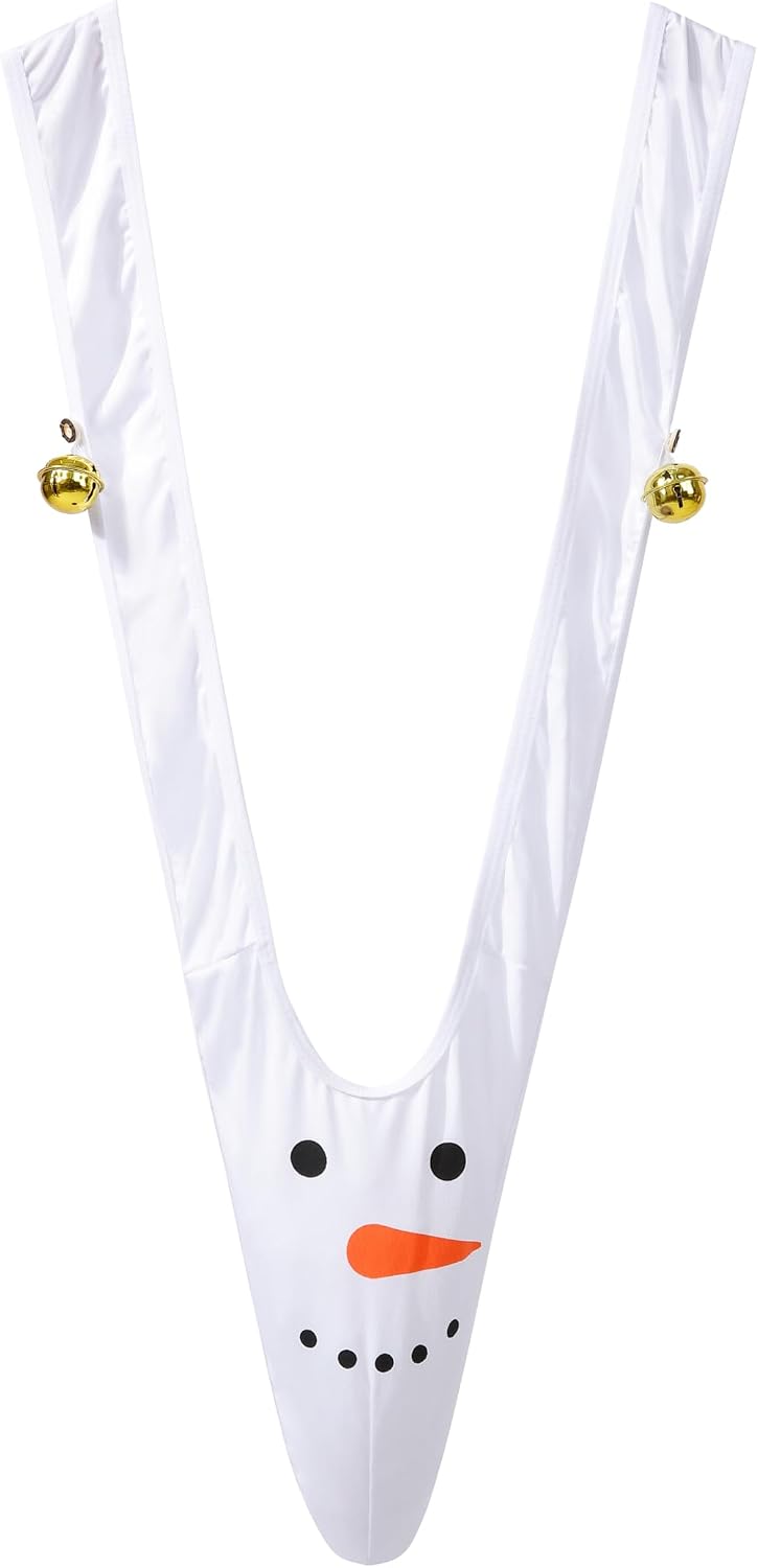 Christmas Gag Gift Reindeer Exotic G-Strings Thongs Underwear with Bells Adjustable Size