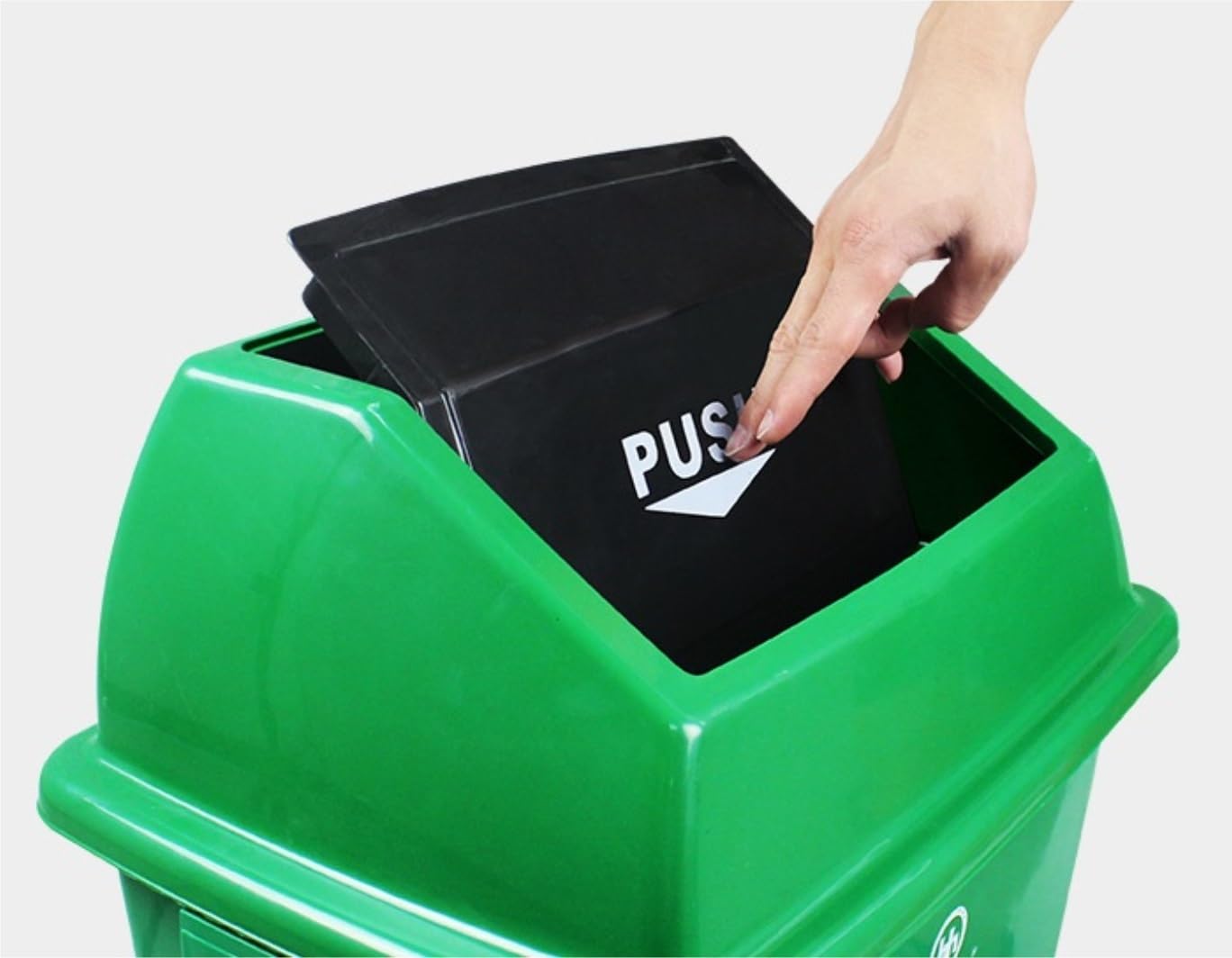 Kosz Śmieci Kosz Na Śmieci Duży Plastikowy Duża Pojemność Kosza Zewnętrzna Pokrywa Wahadłowa 60L Na Zewnątrz(Grün)