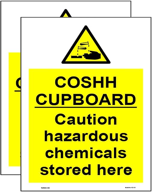 Haobase 2 Pcs COSHH Cupboard Safety Sign Sticker - Self Adhesive Vinyl (20cm x 15cm)