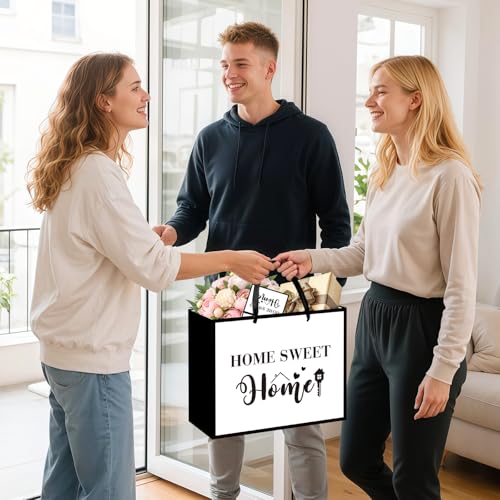 Housewarming Gift Bag Set, Large White Home Sweet Gift Wrap Bag with Tissue Paper Greeting Card Decorations for Men Women Friends New House Home Adventure Warming Gifts Wrapping Paper Present Supplies - Image 3