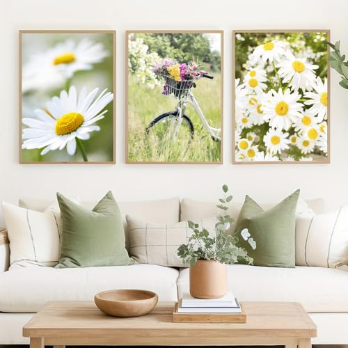 3 carteles de Margarita 50 x 70 cm, diseño de flores, decoración de pared, sala de estar, naturaleza, decoración, salón, cartel de paisaje, primavera, póster de arte moderno, mesa de dormitorio