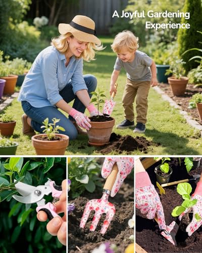 Set de jardinería Grenebo 10 piezas para mujer rosa miniatura 6