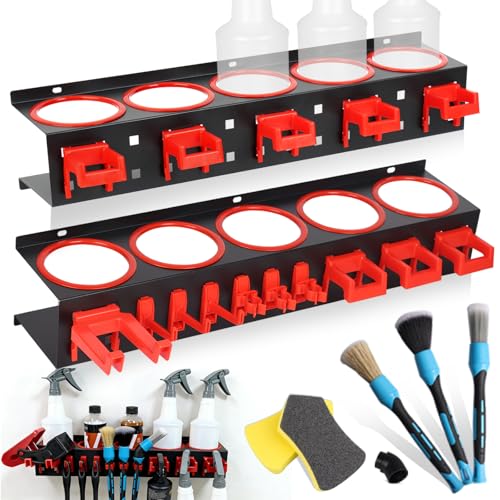 Spray Bottle Holder Wall Mount 22Pcs Car Detailing Bottle Holder Rack Set