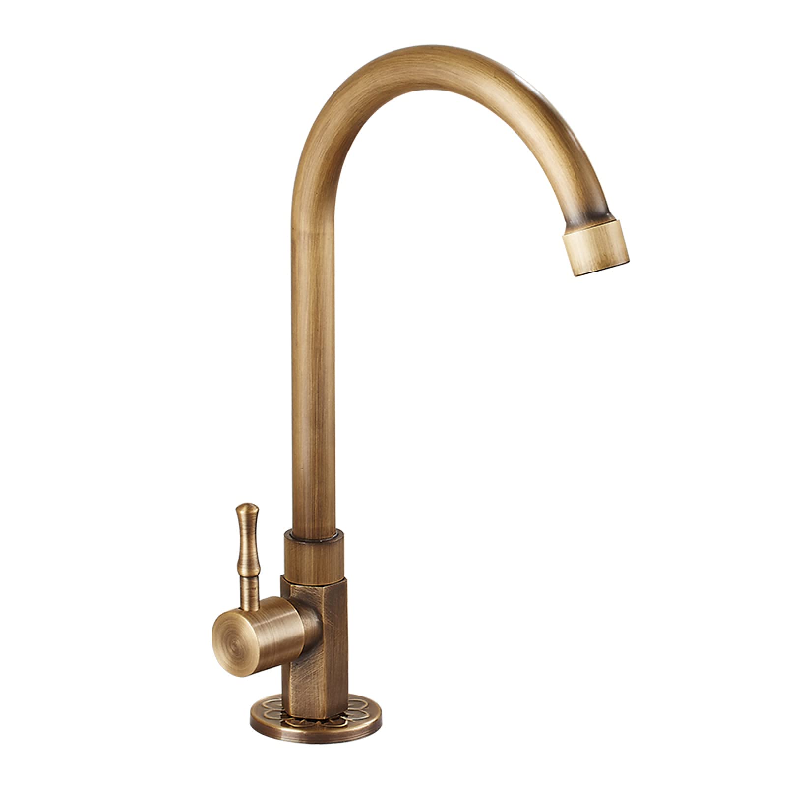 Robinets de lavabo 1 pc Robinet en laiton classique uniquement pour eau froide Robinet d’évier de cuisine col de cygne à levier unique Robinet extérieur
