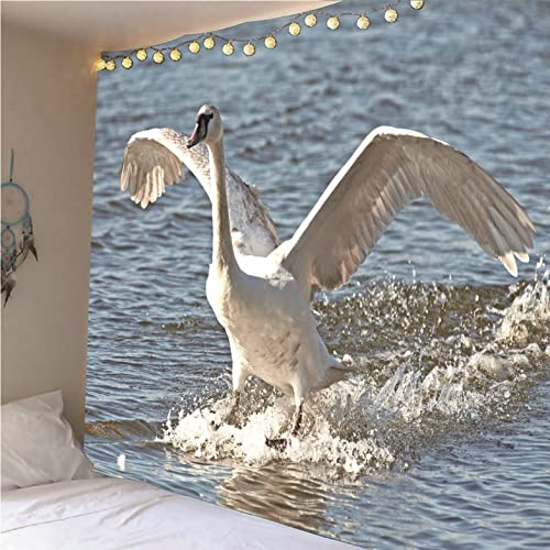 Unzye Mens Tapestry Anime Tapestry Trippy For Bedroom Goose On The Sea Men Tapestry Tapestry For Bedroom Teen Girl Trippy White Gray Wall Hanging Blanket Fabric Art Decorations 350X250Cm #TOP4