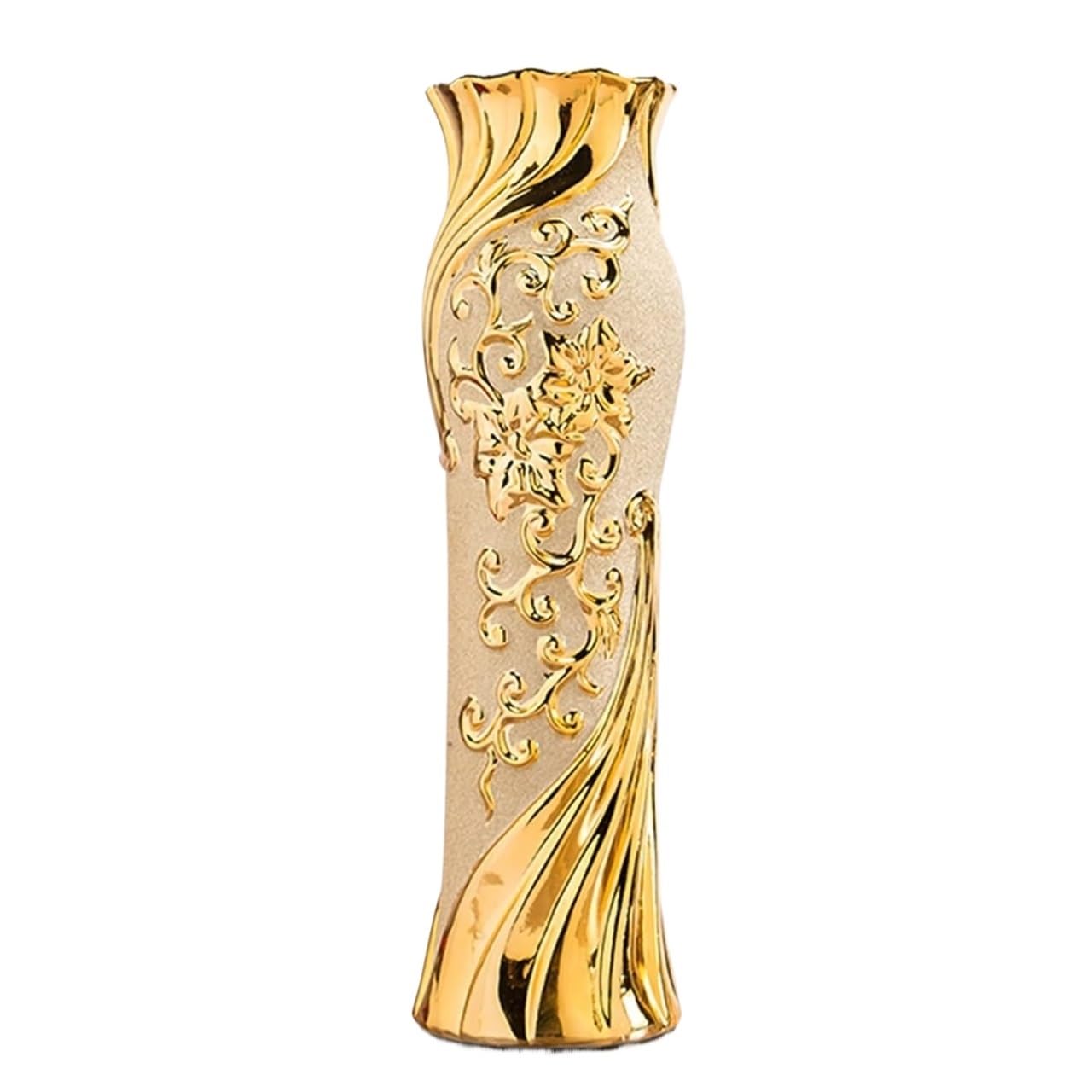 SnamicE Ceramic Vase,Decorative Large Vases,Floor vases,Vases Golden Vase,Large Ceramic Floor Vase,Sophisticated Vase for Decorative Twigs and Flowers,for Modern Rustic Farmhouse,Goldb-15.5x60cm
