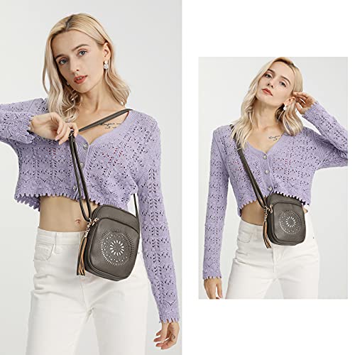 Image of AFKOMST Small Crossbody Phone Purse for Women, Triple-Zip Compartments