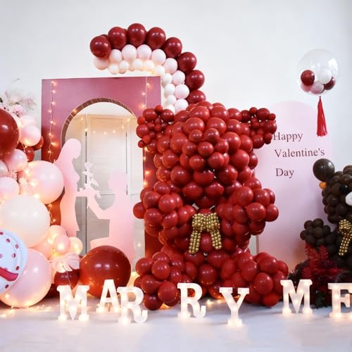 Image of 412pcs Ruby Red Balloon Arch Kit,18 12 10 5 Inch Different Sizes Matte Latex Balloons for Valentine's Day Graduation Wedding Christmas Birthday Party Decorations