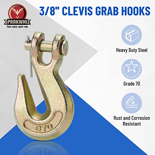 Image of 3 /8 inch Clevis Grab Hooks Grade 70 Forged Steel Tow Hooks 6,600lb WLL