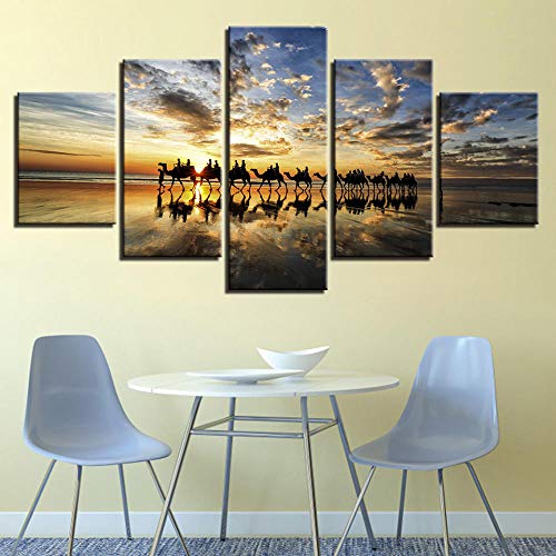 Idée cadeau moderne : tableau chameau impression 5 pièces sans cadre