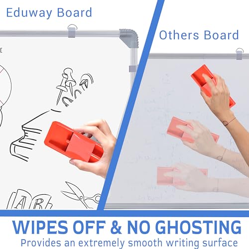 Image of Eduway 1.5x2 Feet Kunj Non-Magnetic Double-Sided White Board and Chalkboard Combo with 1 Marker and 1 Duster | Ideal Use for Home, Office, with Sliding Hanging Clips, Robust Aluminum Frame (59x41cm)