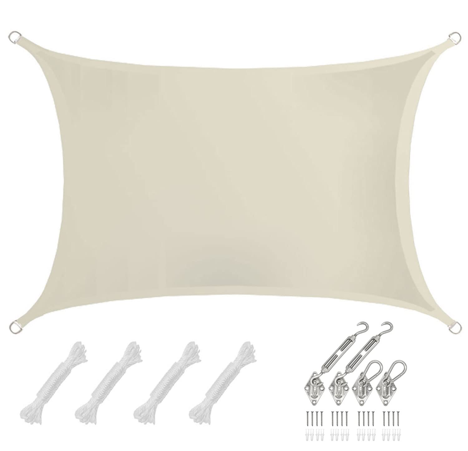 AMANKA 2x3 Voile d'Ombrage Rectangulaire Étanche à l'eau - Toile de Jardin avec Fixation Acier INOX