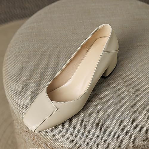 DEERBUNNY Classic Women's Pumps Low Chunky Block Heel Dress Shoes Closed Square Toe Comfortable Office Heeled Pump Shoe2