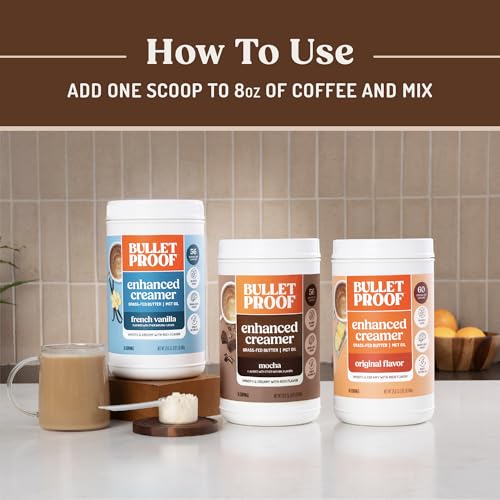 Image of Bulletproof Mocha Creamer, 29.6 oz Value Size - Keto Coffee Creamer with MCT Oil, Grass-Fed Butter, and Real Cocoa, No Sugar Added, Supports Brain Function