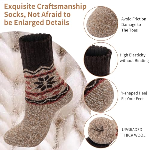 Time May Tell Womens Merino Wool Thermal Socks Warm Cushioned Boot Socks for Winter, Hiking & Outdoor Activities 3 Pack3