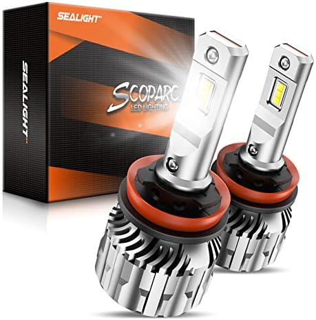 SEALIGHT H11 LED Headlight Bulbs, 70W 20000 Lumens Per LED Lights with Cooling Fan, 600% Brighter H8/H9 Light Bulbs 6500K Cool White Kits Bulb Plug and Play, Pack of 2