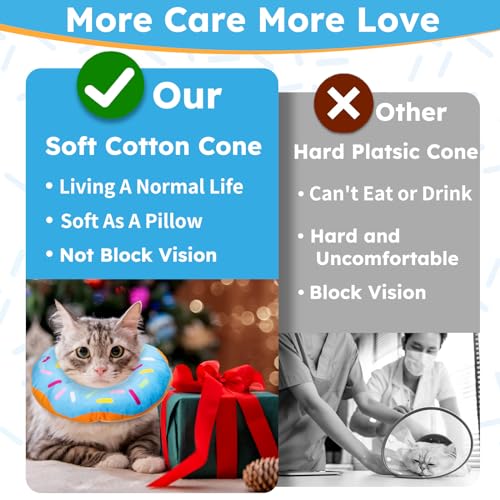 Hpetppy Cat Cone Collar Soft, Cat Recovery Collar for Wound Healing Cute Cat Donut Adjustable Cat Cones to Stop Licking Comfortable Lightweight Neck Elizabethan Collars for Cats Kittens After Surgery - Thumbnail 7
