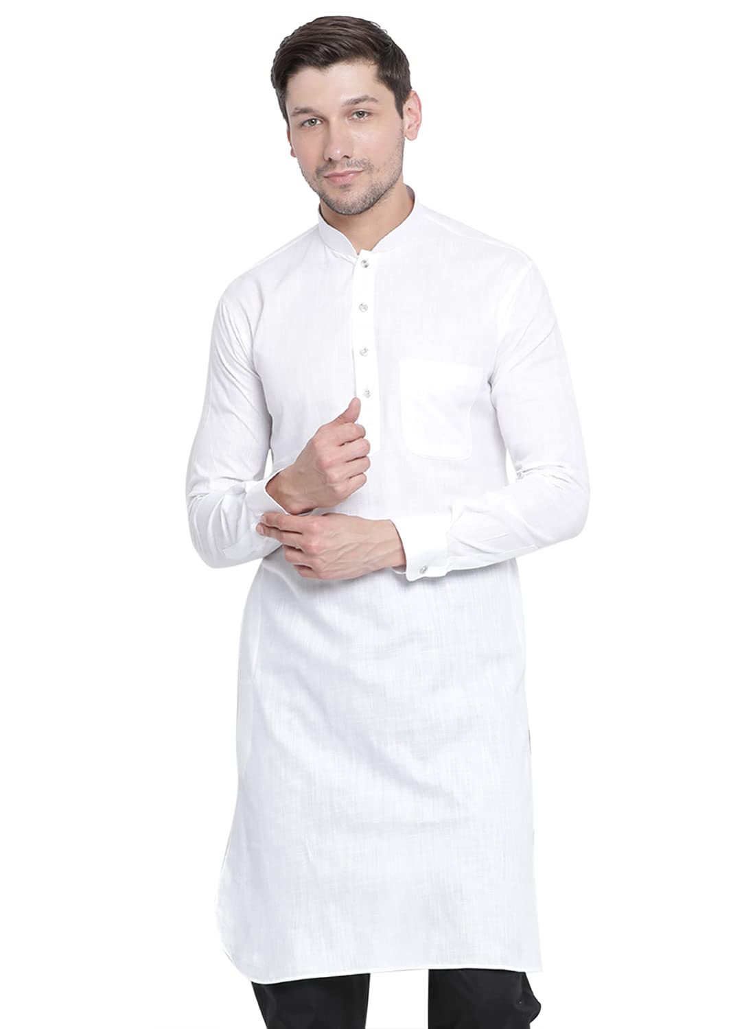 vastramay Men's Cotton Regular Fit Casual Linen Blend Kurta Linen Fabric. It Has A Pockets And Cuff Sleeves. || Elegance For Holi & Eid Celebration-picture-27