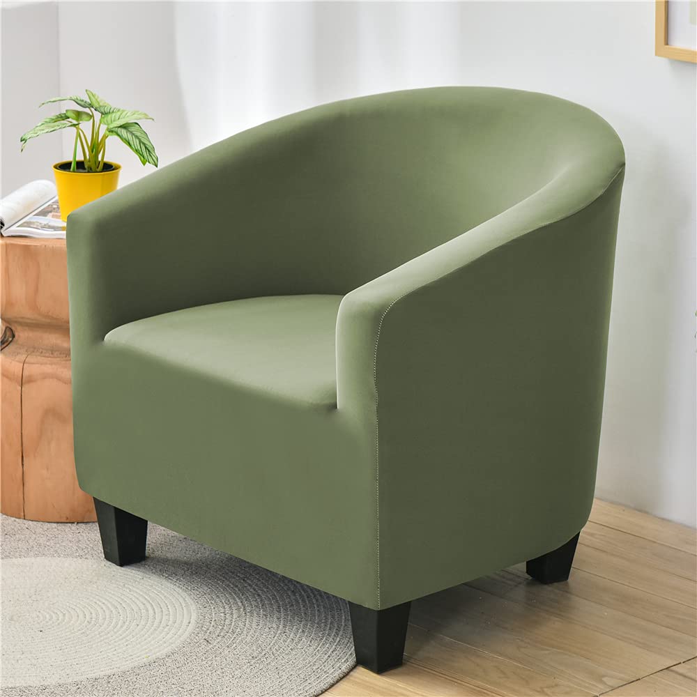 Highdi Copripoltrona 1 Posto Elasticizzato Tinta Unita Chesterfield, Fodere Copripoltrona da Cocktail Universale Lavabile Rimovibile Fodera per Poltrona per Hotel Salotto (Army Green)