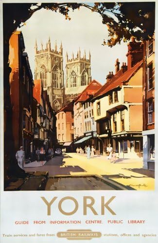 Vintage YORK Yorkshire British Railway Travel Poster Wall Art Print | (A2 420 x 594mm)