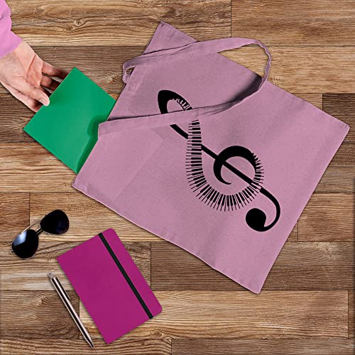 Printed Tote Bag Slogan Women's Gift Idea 100% Cotton "Piano Music Note" Funny Beach Accessories Canvas Shoulder Bag - Pink #TOP4