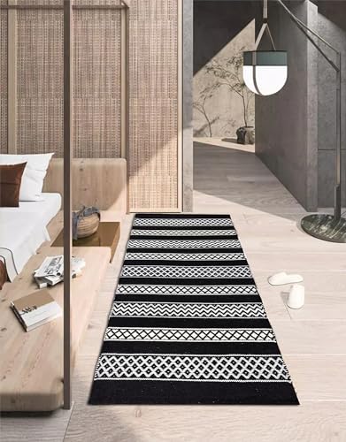 Image of 2x5 ft Cotton Runner Rug - Washable Carpet for Hallway, Kitchen & Balcony with Minimalist Vibe