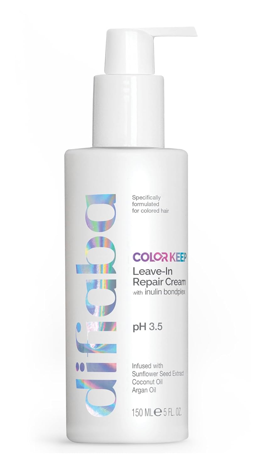 Difiaba Color Keep Leave-In Conditioner Repair Cream - Moisturizing & Strengthening Treatment for Color-Treated Hair - UV & Heat Protection, Frizz Control - w/Active Antioxidants & Natural Oils